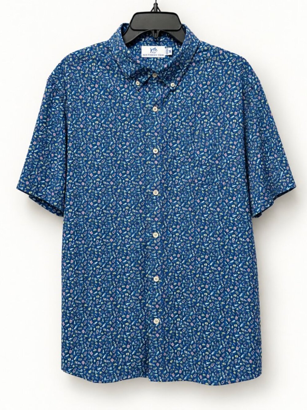 SOUTHERN TIDE EL CIELO PATRON COCKTAIL MEN'S XXL BLUE PERFORMANCE GOLF SHIRT